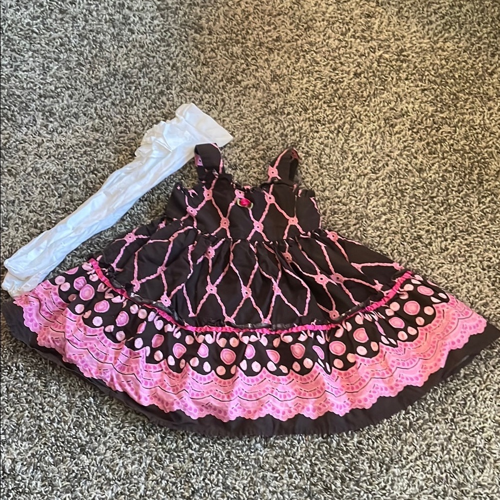 Wonderkids Beautiful Design Pink and Brown Baby Girl Casual Dress